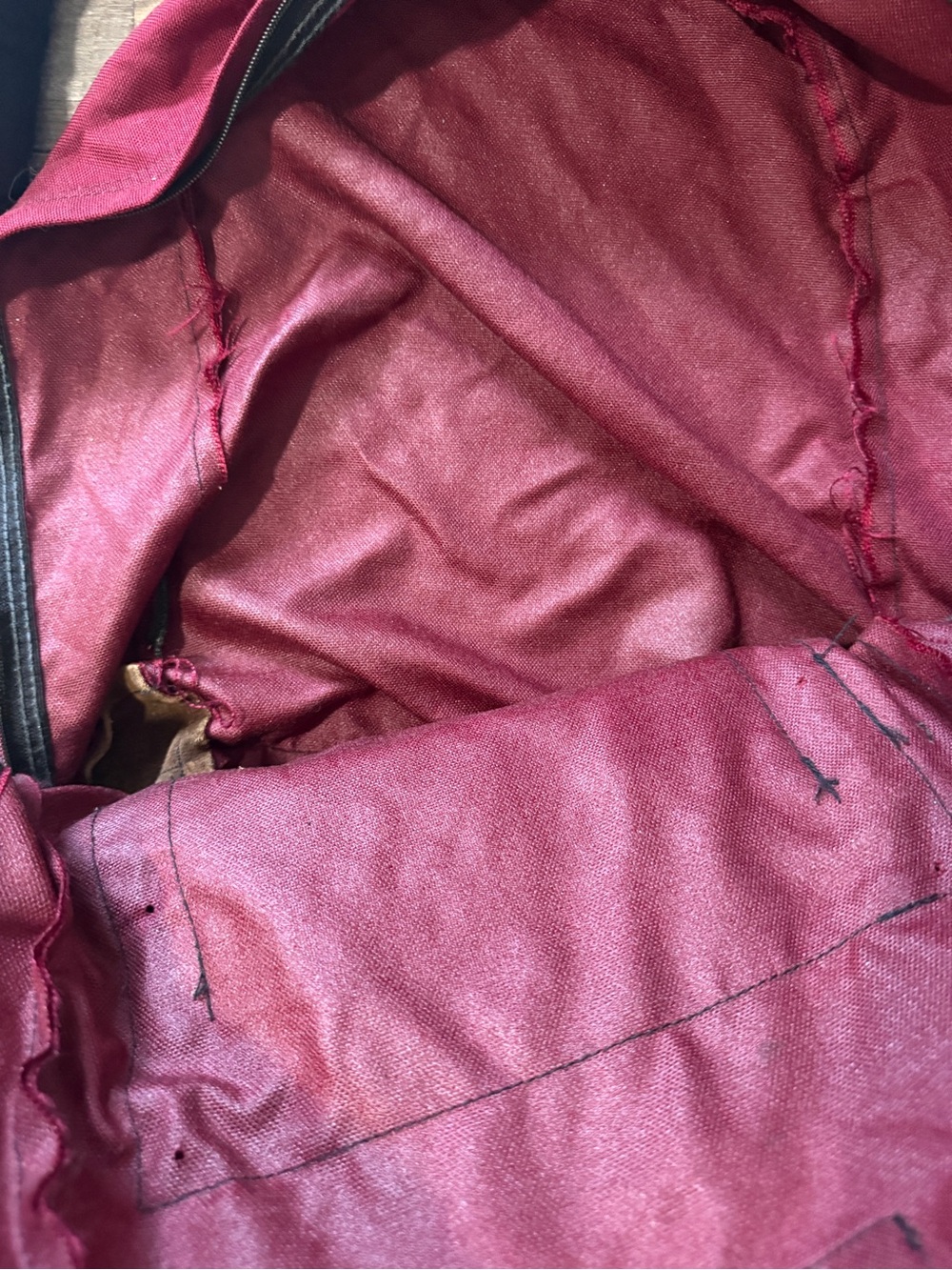Vintage Jansport Burgundy Backpack with Brown Suede Trim and Patterned Accent - Picture 2 of 5